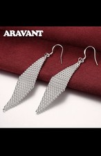 ORECCHINI PENDENTI A RETE MORBIDA COLORE ARGENTO 925