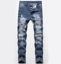 Jeans uomo blu denim gamba