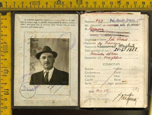 Tessera licenza pesca 1947 - tessera,