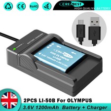 2x Caricabatteria USB batteria e LCD per Olympus Li-50B SZ-30MR SP-720UZ SP-800UZ SZ-10