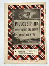 PILLOLE PINK Rigeneratore sangue Tonico nervi Opuscolo pubblicità primo '900