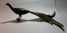 BRONZETTO ANTICO UCCELLO DEL PARADISO DALLA LUNGA CODA FAGIANO CIRCA CM. 20.0