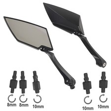 Coppia Specchietti Retrovisori Specchi Moto Scooter Custom Nero DX+SX