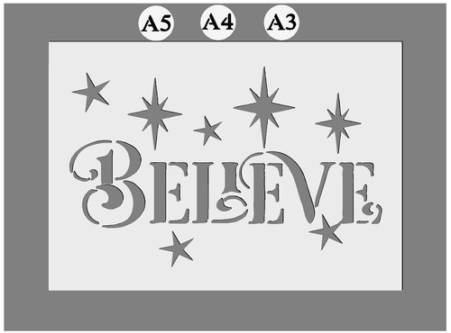 Stencil christmas believe - stencil, ---