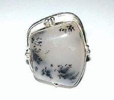 ANELLO DONNA ARGENTO MASSICCIO 925 CON AGATA DENDRITICA, REGALO ANELLO DI DESIGN