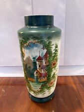 ANTICO VASO IN OPALINA FRANCESE DIPINTO A MANO 30 cm