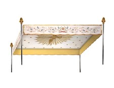 Pallio processionale 4 aste faglia seta pura cordonata pesante ricami cm 150x200