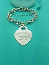 Bracciale Return to Tiffany & Co. XL grande cuore charm 7,5 pollici argento
