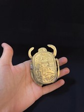 Scultura amuleto scarabeo coleottero sacro cooper unica ottone intagliato arte egizia