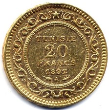 Tunisie : Ali III - 20 francs
