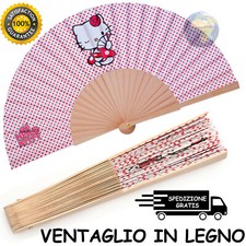 VENTAGLIO by HELLO KITTY Rosa BAMBINI Matrimonio FESTA Bimba LEGNO Tela SCUOLA