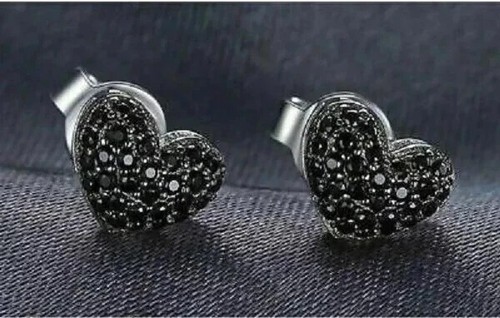 Orecchini cuore diamante - , nero