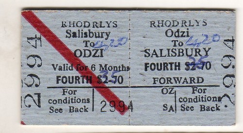 Railway ticket rhodesia rr - railway, rhodesia: