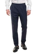 Pantalone MAURO GRIFONI 100% lana blu con zip laterale IT48 / W34 L31 Made in Italy