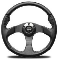 Volante originale Momo Jet D32 in pelle nera con fibra di carbonio, 320 mm. 