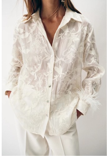 Zara camicia blusa ricamata - zara,
