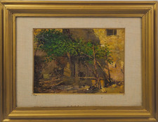 GIUSEPPE SOLENGHI Dipinto Olio Pergolato 1922 Firmato Originale Milano Paesaggio