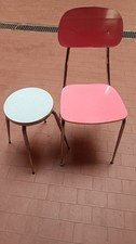 Sedia e sgabello in formica e metallo  anni '60/'70