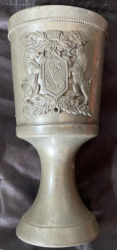 Antica coppa peltro arpa - in,