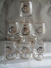 8,BICCHIERI MINI BALLON  NAPOLEON VINTAGE ORIGINALI ANNI 60  FILETTATI IN ORO 