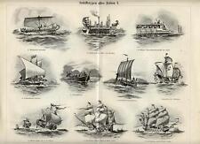 1899 = NAVI NELLA STORIA = NAUTICA MARINA = Stampa Antica = Old Print #