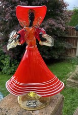 Statuina scultura dama Barovier & Toso Murano vintage arte vetro brughiera Italia