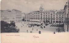 CARTOLINA DI TRIESTE ,PIAZZA GRANDE E MUNICIPIO - Ed. ROMMLER & JONAS - 1900 Ca.