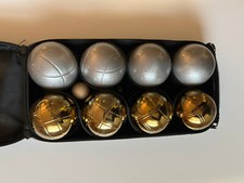 Set 8 palline 73 mm bocce o bocce in metallo con 4 palline grigio sabbia e 4 palline oro