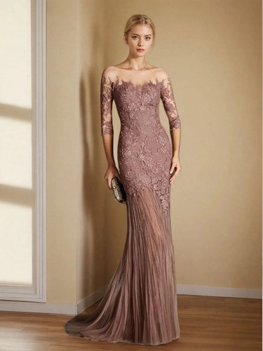 Abito sera pizzo tulle - da,