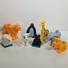 Pacchetto 8 animali zoo Lego Duplo originali elefante giraffa tigre cucciolo leone