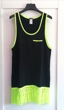 COPRICOSTUME ABITO CALZEDONIA NERO CON FRANGE LIME TG. S/40 NUOVO