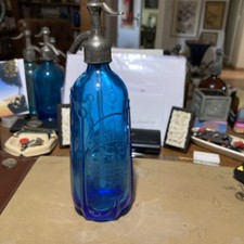 Très Beau Siphon SYPHON Eaux De Seltz Bleu Roi À Pastilles Pied 6 pans