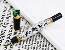 Jinhao Dragon King penna stilografica vintage, gioielli verdi metallo goffrato, argento