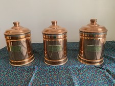 SET BARATTOLI IN RAME ZUCCHERO CAFFè E SALE IN RAME VINTAGE IN OTTIME CONDIZIONI