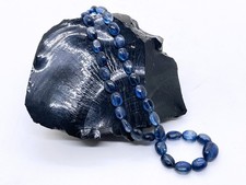 Collana di zaffiri indiani naturali ciottoli da mm 11x9 a mm 5x4 oro bianco 18kt