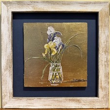 Dipinto olio foglia - su,