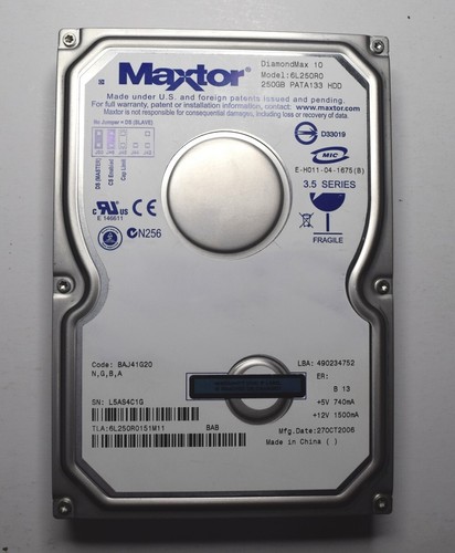 Maxtor hard disk hdd 6l250r0 - hard,