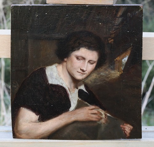 Olio legno dipinto - olio, su