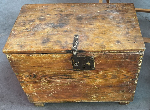Antico baule legno solo - baule,