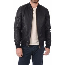 Giacca in pelle bomber nera