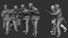 Set 6 soldatini modellino equipaggio mitragliatrice tedesco scala 1/35 stampato in resina