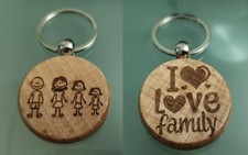 Portachiavi Legno I LOVE FAMILY personalizzabile