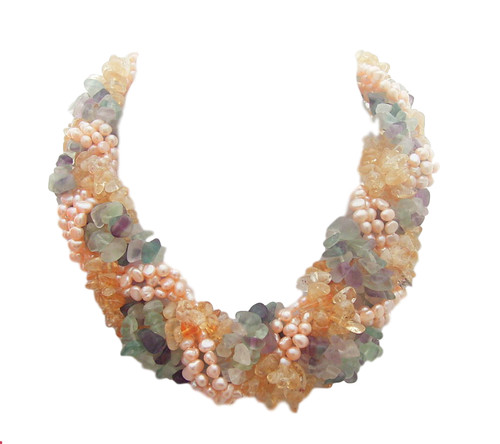 Collana torsa citrino - collana, fluorite