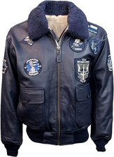 Bomber uomo in pelle marina -