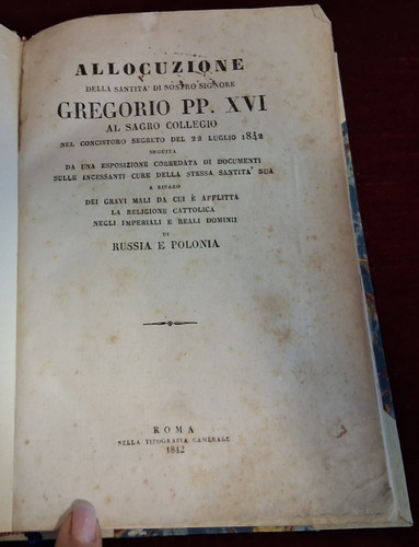 Allocuzione gregorio xvi - gregorio, pp.