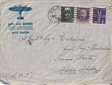 BOLOGNA 15.12.36 Aerea FERMO POSTA x 1,65 Lire Imperiale per Addis Abeba A.O.I.