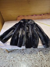 Pelliccia corta di castoro, castorino,nero scuro, taglia 44/46, giacca