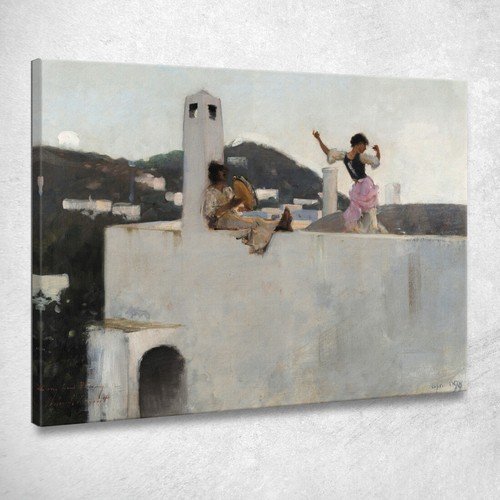 Ragazza capri sul - capri, tetto