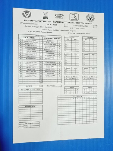 Distinta ufficiale formazioni - distinta,
