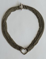 Collana in argento sterling 925 con cuore a rete multifilo vintage 45,86 g